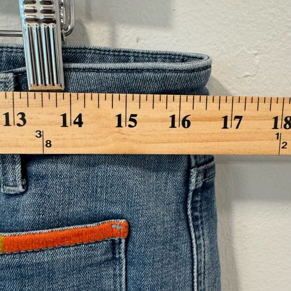 NYDJ Marilyn Straight Clean Horizon Raw Hem Multi Color Pocket Jeans 12 - Picture 8 of 11